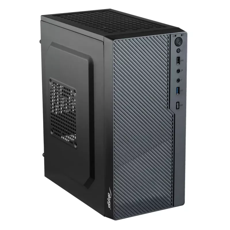 Obudowa PC Akyga AK36BK Micro Tower Czarna — Micro Tower, obsługuje Flex-ATX/Mini-ITX/Micro-ATX, GPU max 25 cm, cooler CPU max 14 cm