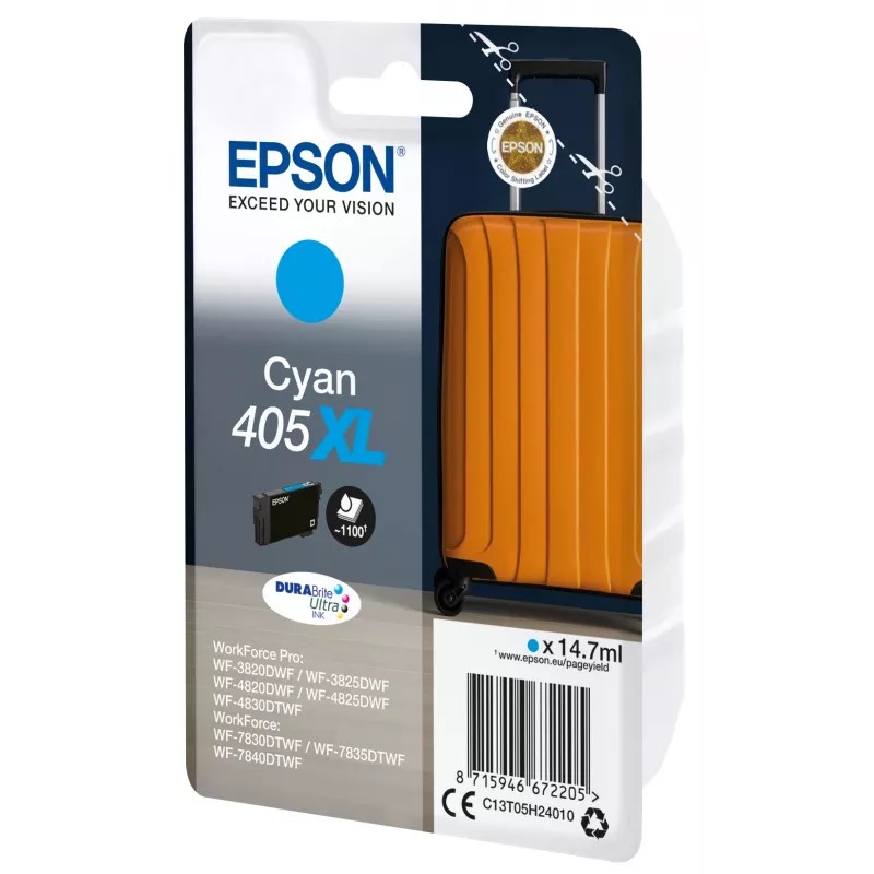 Epson 405XL DURABrite Ultra Ink kartridż z atramentem 1 szt. Oryginalny Wysokowydajny (XL) cyjan