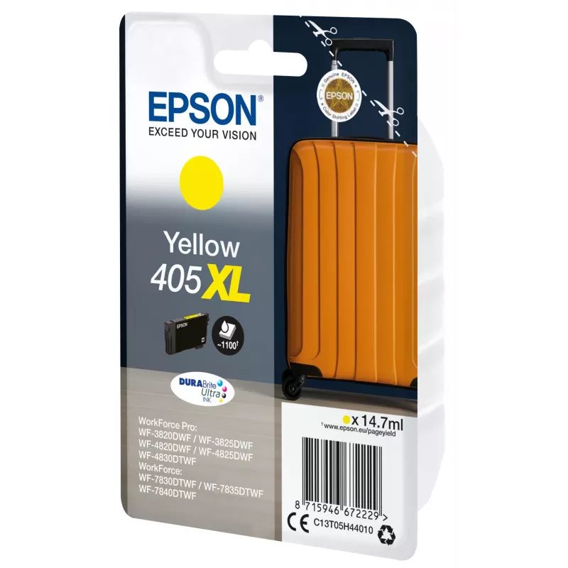 Epson 405XL DURABrite Ultra Ink kartridż z tuszem 1 szt. Oryginalny wysoki (XL) uzysk, żółty