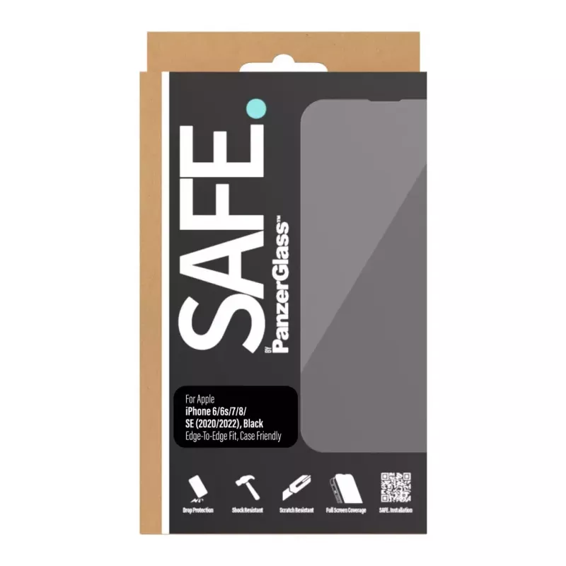 PanzerGlass SAFE. by ® Szkło ochronne iPhone 8 | 7 | 6 | 6s | SE (2020/2022) | Krawędź-do-krawędzi