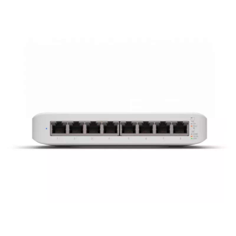 Przełącznik zarządzalny UBIQUITI UniFi Switch Lite 8 PoE L2, 8× Gigabit, 4× PoE+ (30 W na port), 54 V DC, pobór 60 W