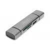 DIGITUS Combo Card Reader Hub (USB-C+USB 3.0) 1x SD, 1x MicroSD, 1x USB 3.0, szary