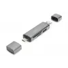 DIGITUS Combo Card Reader Hub (USB-C+USB 3.0) 1x SD, 1x MicroSD, 1x USB 3.0, szary