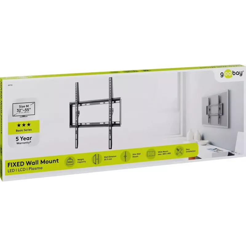 Goobay uchwyt ścienny TV Basic FIXED (M) 35 kg 32-55 cali VESA 200-400 mm