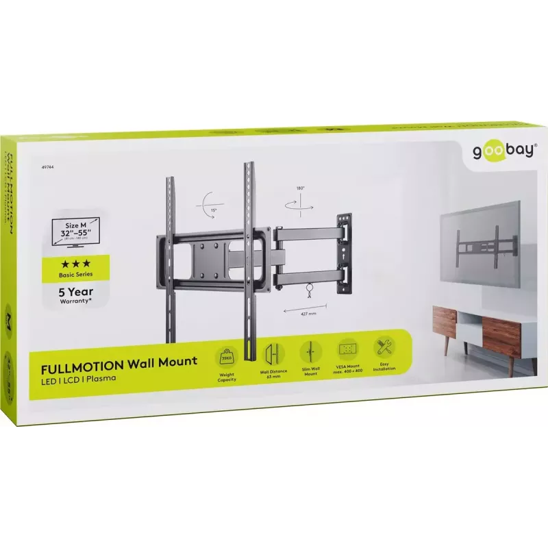 Uchwyt ścienny do telewizora Goobay Basic FULLMOTION M 35 kg 32-55 cali
