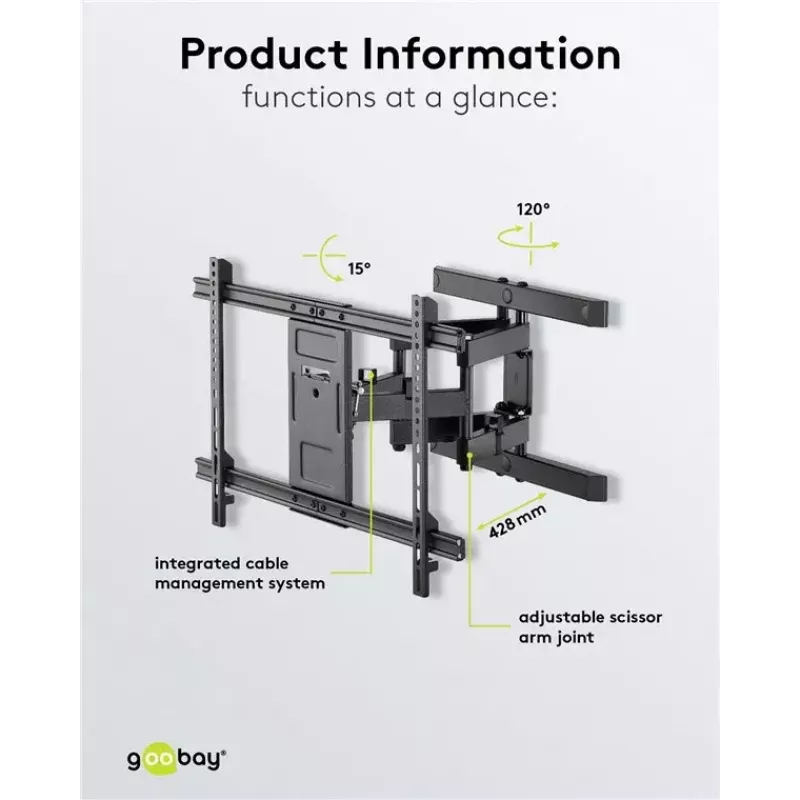 Uchwyt ścienny Goobay Pro FULLMOTION (L) 60 kg 37–70 cali