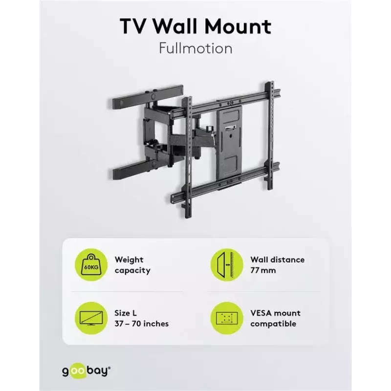 Uchwyt ścienny Goobay Pro FULLMOTION (L) 60 kg 37–70 cali