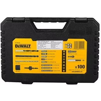 Zestaw wierteł DeWalt DT71563-QZ — 100 szt. do metalu, zawiera bity wkrętakowe i walizkę