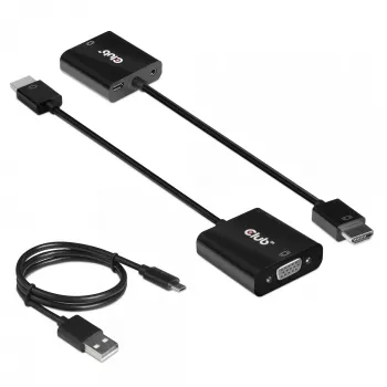 CLUB3D CAC-1302 adapter kabla wideo 0.5 m HDMI Type A (Standard) VGA (D-Sub) Czarny