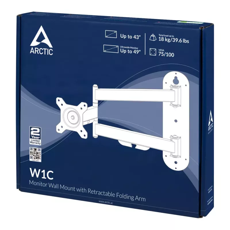 ARCTIC W1C - uchwyt ścienny z wysuwanym składanym ramieniem