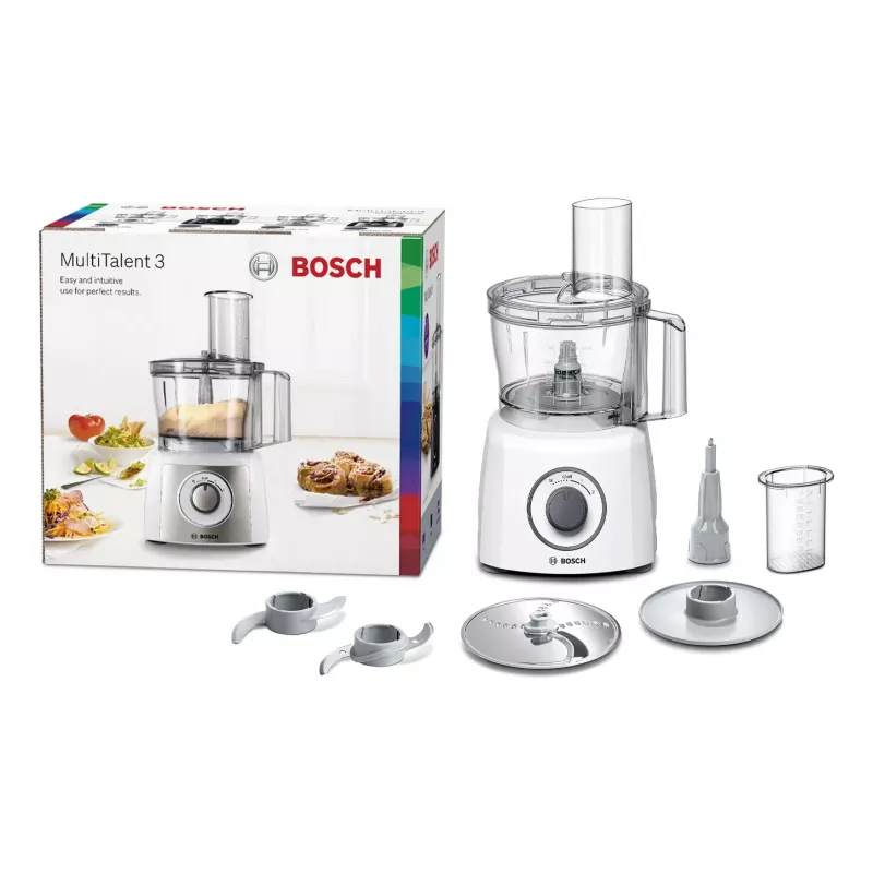 Robot kuchenny Bosch MCM3100W — 800 W, misa 2,3 l, 2 prędkości, turbo, biały
