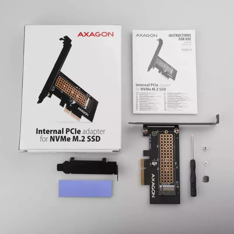 AXAGON ECO PCEM2-N PCIE NVME M.2 Adapter Wewnętrzny Adapter PCI-Express x4 do podłączenia dysku SSD NVMe M.2 do komputera