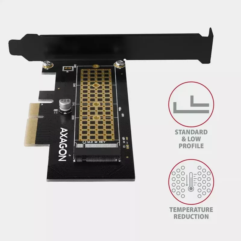 AXAGON ECO PCEM2-N PCIE NVME M.2 Adapter Wewnętrzny Adapter PCI-Express x4 do podłączenia dysku SSD NVMe M.2 do komputera