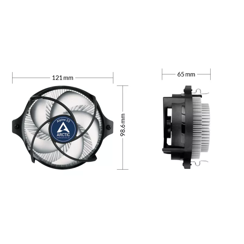 ARCTIC Alpine 23 - Compact AMD CPU-Cooler Processor Air cooler 9 cm Aluminium, Czarny 1 szt.