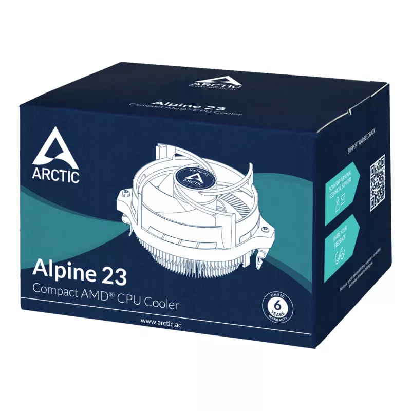 ARCTIC Alpine 23 - Compact AMD CPU-Cooler Processor Air cooler 9 cm Aluminium, Czarny 1 szt.