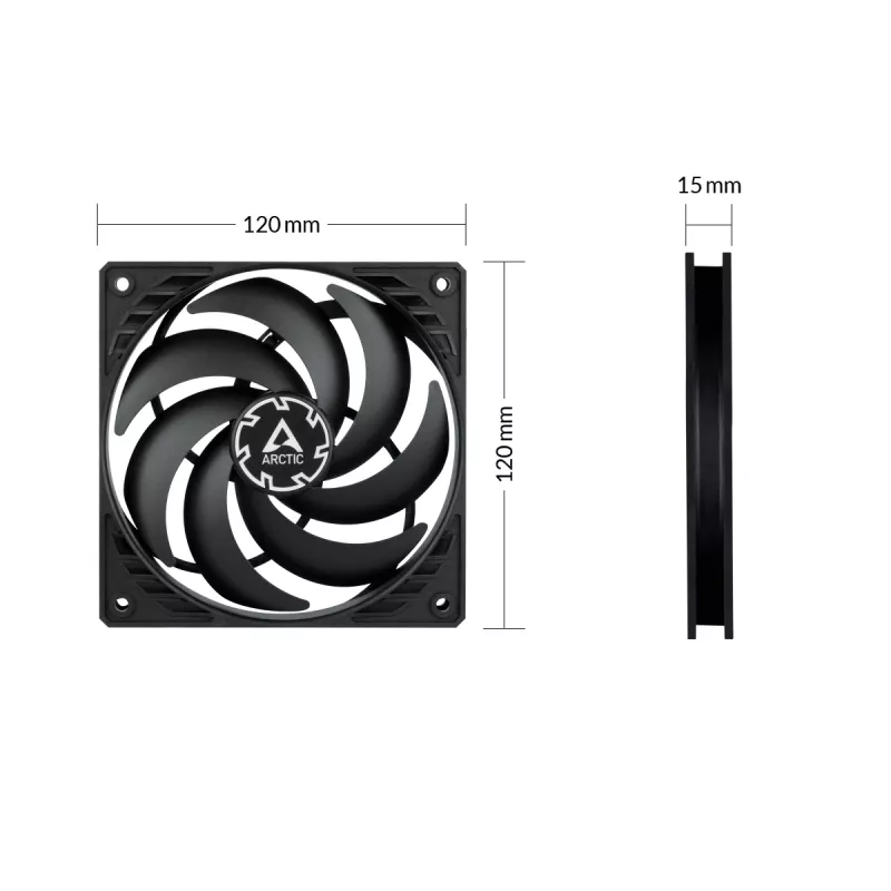 ARCTIC P12 Slim PWM PST Wentylator 120 mm zoptymalizowany pod kątem ciśnienia statycznego, z wbudowanym kablem Y
