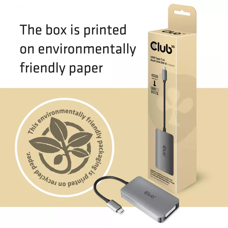 CLUB3D USB3.2 Gen1 Type-C do Dual Link DVI-D HDCP OFF wersja aktywnego adaptera M/F do Apple Cinema Displays