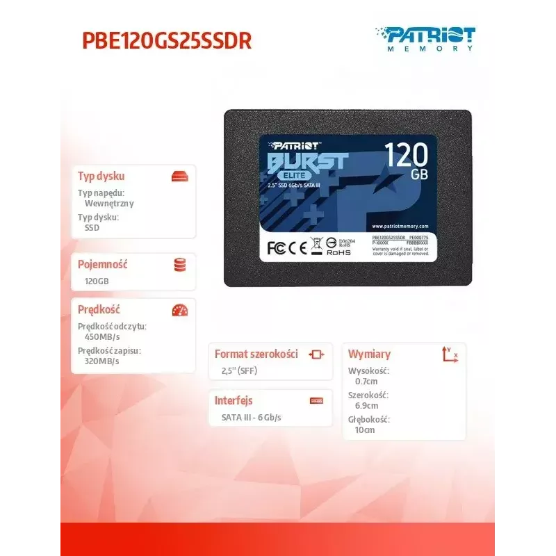 Dysk SSD 120 GB Burst Elite 450/320 MB/s SATA III 2.5