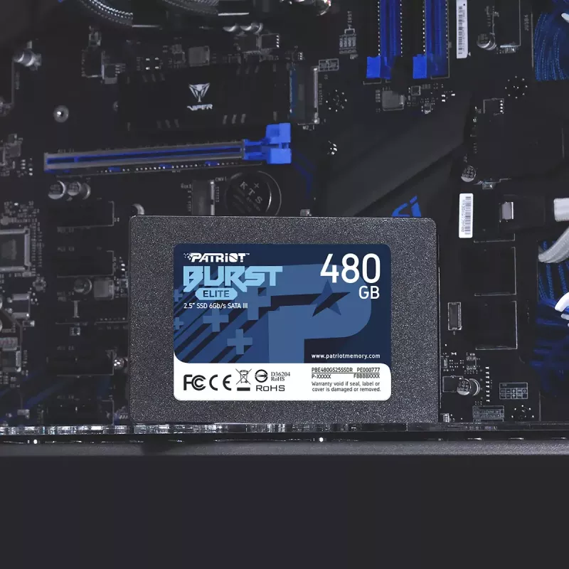 Dysk SSD SATA 2,5 cala PATRIOT Burst Elite 480 GB — odczyt 450 MB/s, zapis 320 MB/s, 2,5 cala SATA III, 7 mm