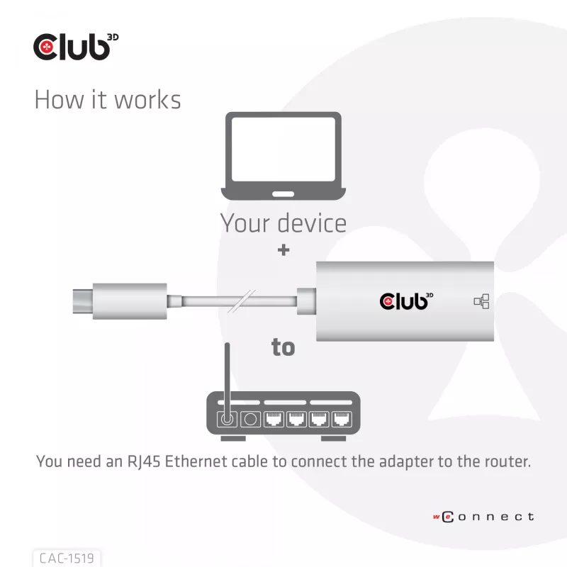 Adapter USB3.2 Gen1 Type-C na Gigabit Ethernet CLUB3D CAC-1519