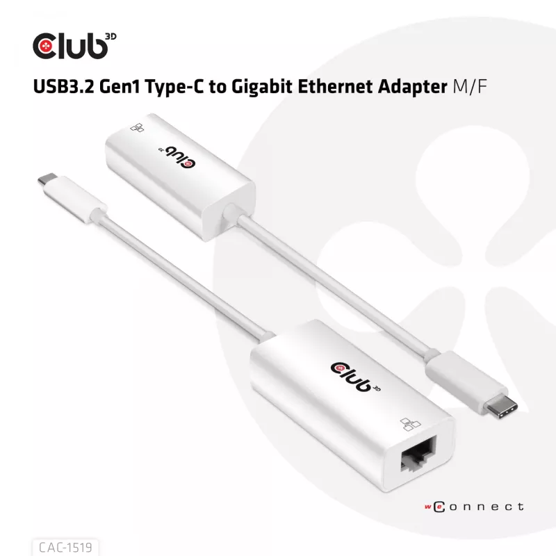 Adapter USB3.2 Gen1 Type-C na Gigabit Ethernet CLUB3D CAC-1519