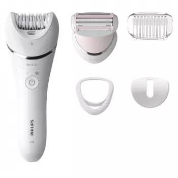Epilator Philips BRE710/00, bezprzewodowy epilator mokro-sucho, 32 dyski, 40 min pracy, 2 prędkości, biały