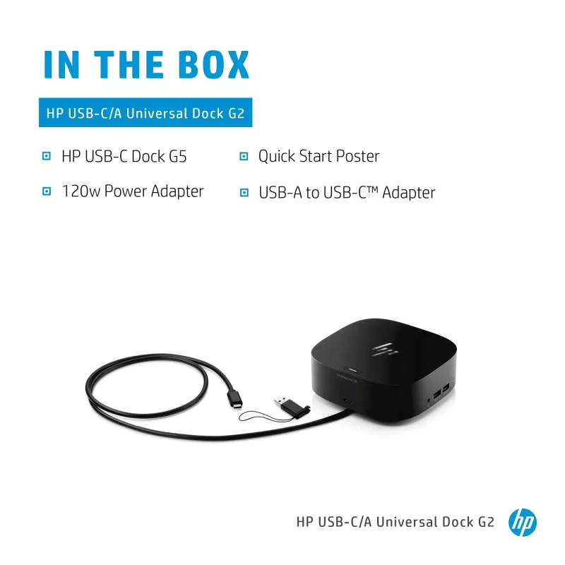 Stacja dokująca HP USB-C G5, przewodowa, USB 3.2 Gen 1 (3.1 Gen 1) Type-C, czarna, czarna, Chiny, dom