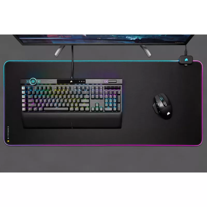Podkładka pod mysz gamingowa CORSAIR MM700 RGB — 930×400 mm, grubość 4 mm, gumowa podstawa, podświetlenie LED zasilane przez USB, czarna