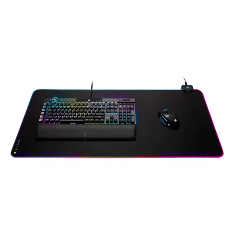Podkładka pod mysz gamingowa CORSAIR MM700 RGB — 930×400 mm, grubość 4 mm, gumowa podstawa, podświetlenie LED zasilane przez USB, czarna