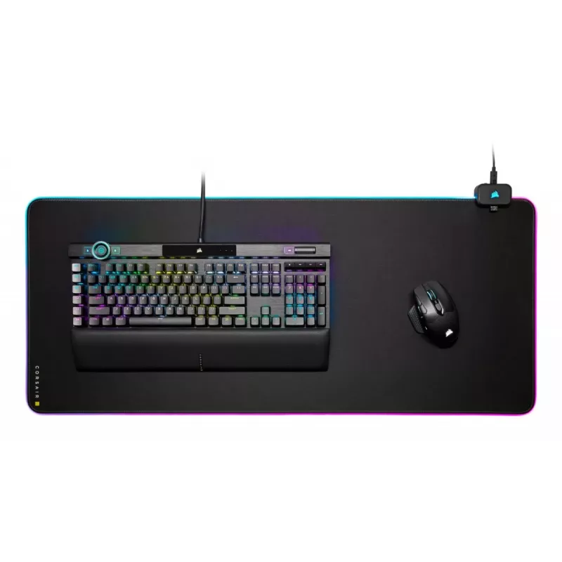 Podkładka pod mysz gamingowa CORSAIR MM700 RGB — 930×400 mm, grubość 4 mm, gumowa podstawa, podświetlenie LED zasilane przez USB, czarna