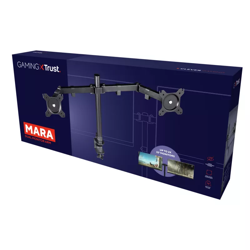 Trust GXT 1120 Mara Dual Monitor Arm 81.3 cm (32 inch) Desk Czarny