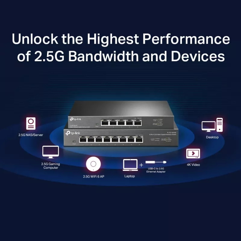 Niezarządzalny przełącznik TP-Link TL-SG108-M2 8-portowy 2.5G Desktop