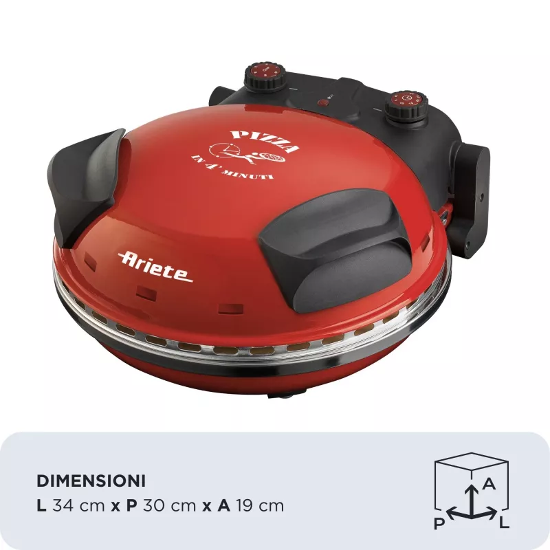 Maszynka do pizzy Ariete 0909/10 1200 W czarno-czerwona 1 pizza 33 cm