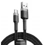 BASEUS pleciony kabel do szybkiego ładowania Cafule - USB Type-A do Type-C 2A - 3m - szary/czarny (nylon)