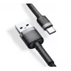 BASEUS pleciony kabel do szybkiego ładowania Cafule - USB Type-A do Type-C 2A - 3m - szary/czarny (nylon)