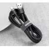 BASEUS pleciony kabel do szybkiego ładowania Cafule - USB Type-A do Type-C 2A - 3m - szary/czarny (nylon)