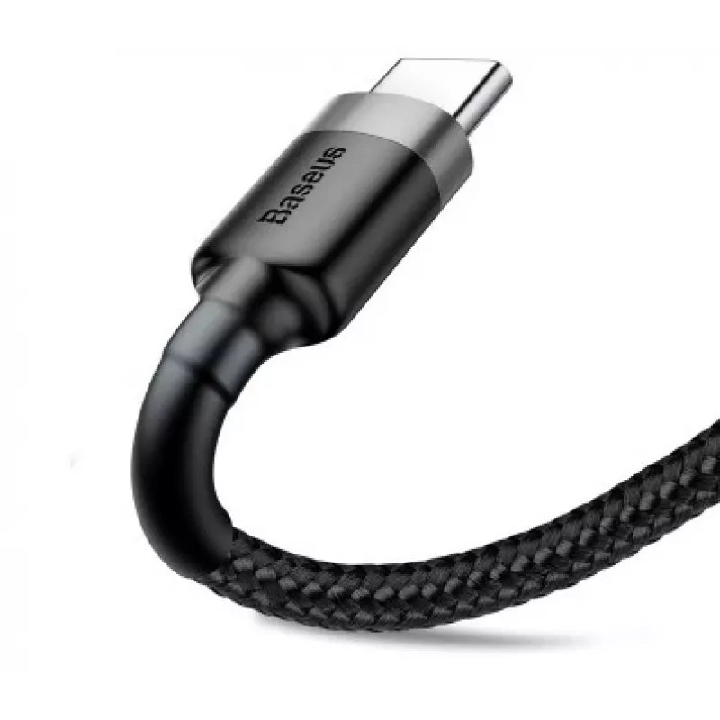 BASEUS pleciony kabel do szybkiego ładowania Cafule - USB Type-A do Type-C 2A - 3m - szary/czarny (nylon)