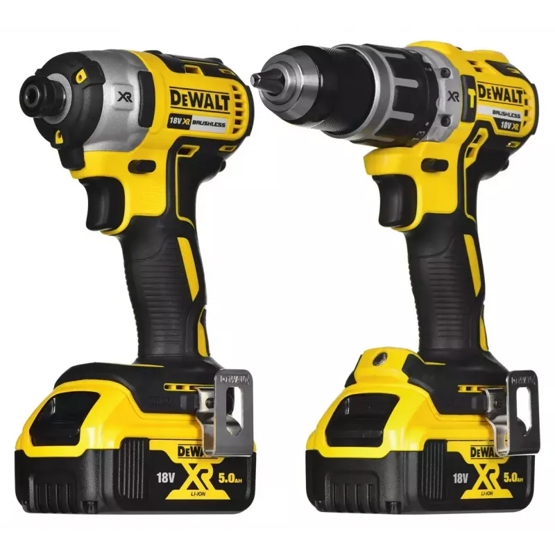 Bezprzewodowy zestaw elektronarzędzi DeWalt DCK266P2T — 18V, 2×5.0Ah akumulatory, zakrętarka udarowa i wiertarko-wkrętarka, ładowarka, walizka