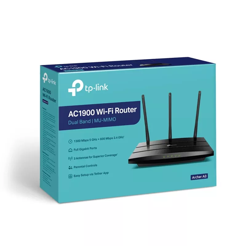 Router bezprzewodowy TP-Link Archer A8 Gigabit Ethernet Dwuzakresowy (2,4 GHz / 5 GHz) Czarny