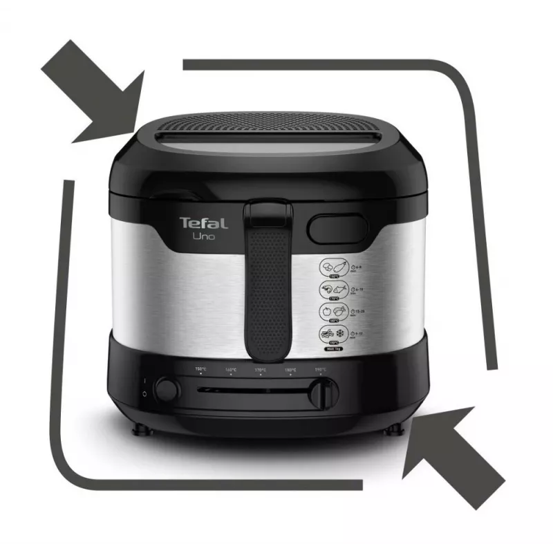 Tefal Uno FF215D Pojedyncza 1,8 l Wolnostojąca 1600 W Frytkownica Czarna, Stal nierdzewna