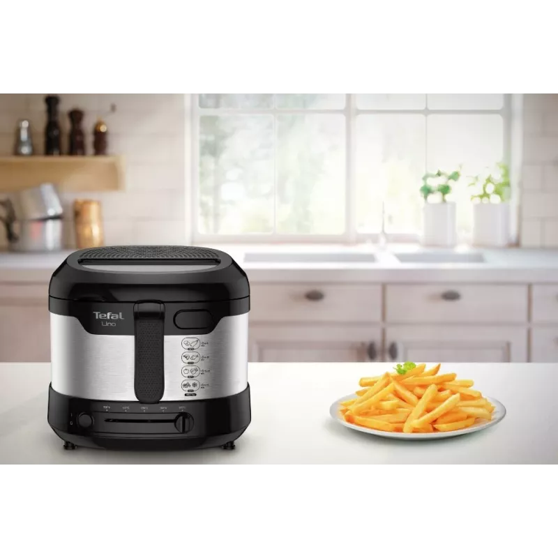 Tefal Uno FF215D Pojedyncza 1,8 l Wolnostojąca 1600 W Frytkownica Czarna, Stal nierdzewna