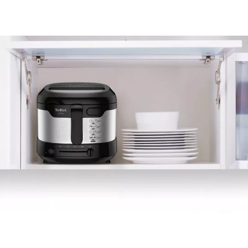 Tefal Uno FF215D Pojedyncza 1,8 l Wolnostojąca 1600 W Frytkownica Czarna, Stal nierdzewna
