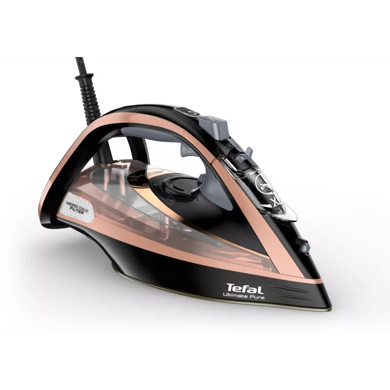Żelazko parowe Tefal FV9845 — 3200 W, 60 g/min para ciągła, zbiornik 350 ml, para pionowa, 1,45 kg, Czarny/Miedziany