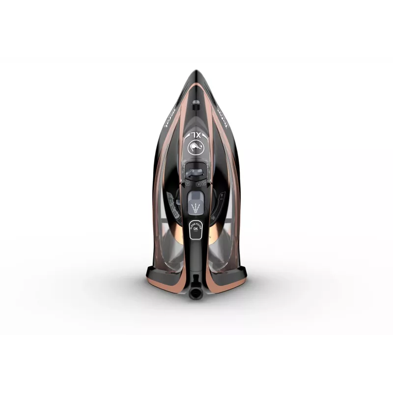 Żelazko parowe Tefal FV9845 — 3200 W, 60 g/min para ciągła, zbiornik 350 ml, para pionowa, 1,45 kg, Czarny/Miedziany
