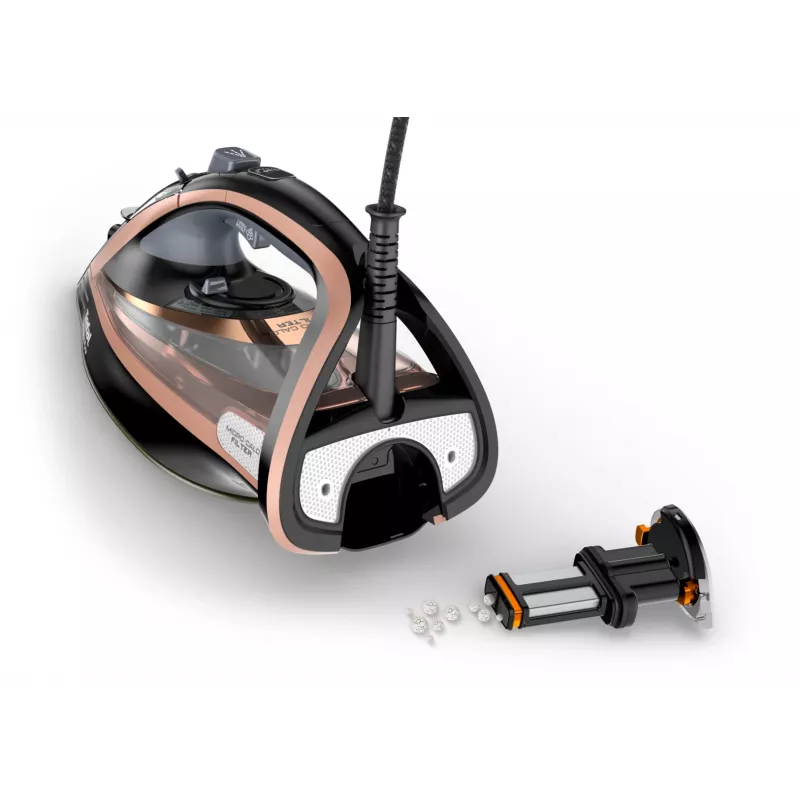 Żelazko parowe Tefal FV9845 — 3200 W, 60 g/min para ciągła, zbiornik 350 ml, para pionowa, 1,45 kg, Czarny/Miedziany