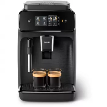 Ekspres do kawy Philips EP1220/00 — w pełni automatyczny, zbiornik na wodę 1,8 l, pojemnik na ziarna 275 g, 15 barów, ceramiczny młynek, 12 stopni mielenia, czarny