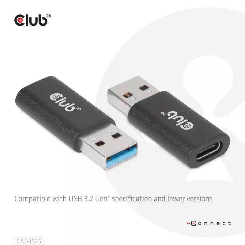 CLUB3D adapter USB 3.2 Gen1 Typ A do USB 3.2 Gen1 Type C M/F