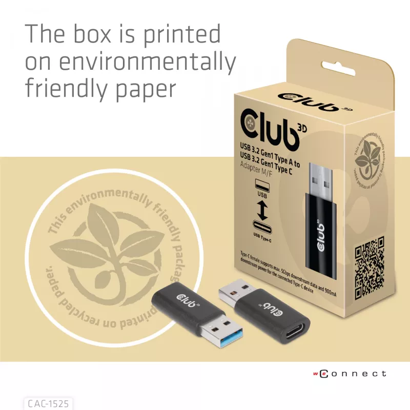 CLUB3D adapter USB 3.2 Gen1 Typ A do USB 3.2 Gen1 Type C M/F