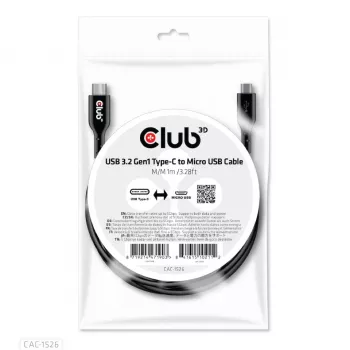 Kabel CLUB3D USB 3.2 Gen1 Type-C do Micro USB M/M 1 m