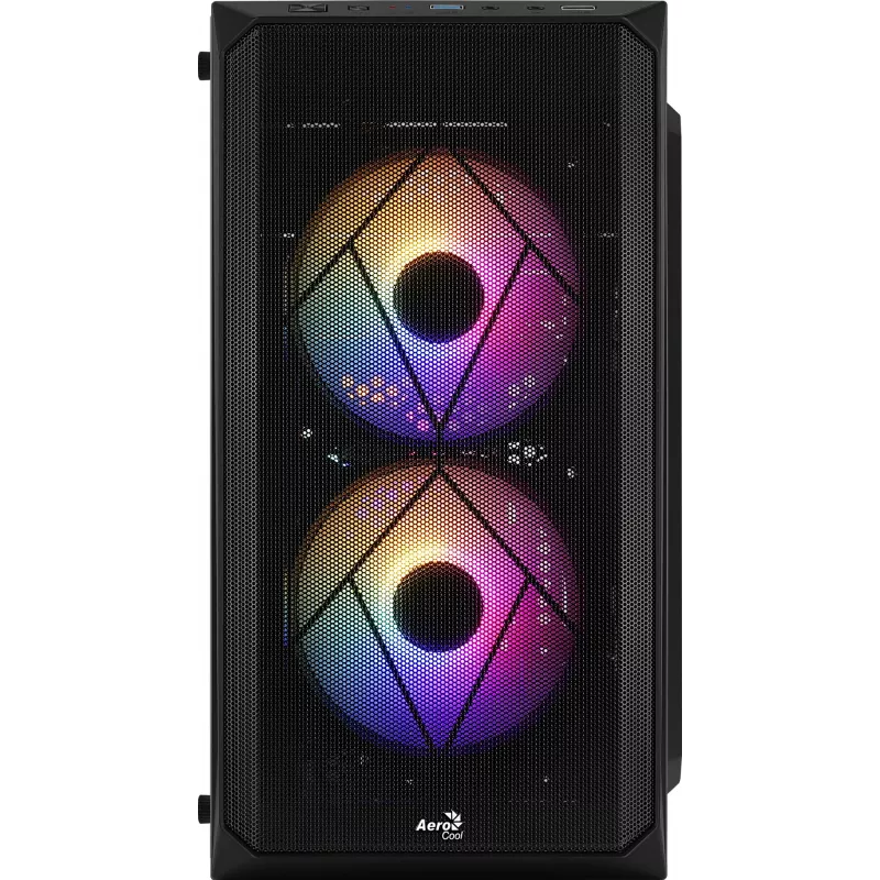Obudowa PC AEROCOOL CS107V2 Mini Tower — Czarna, microATX/Mini-ITX, 2 wentylatory 120 mm, 1 wnęka 3,5 cala + 2 wnęki 2,5 cala